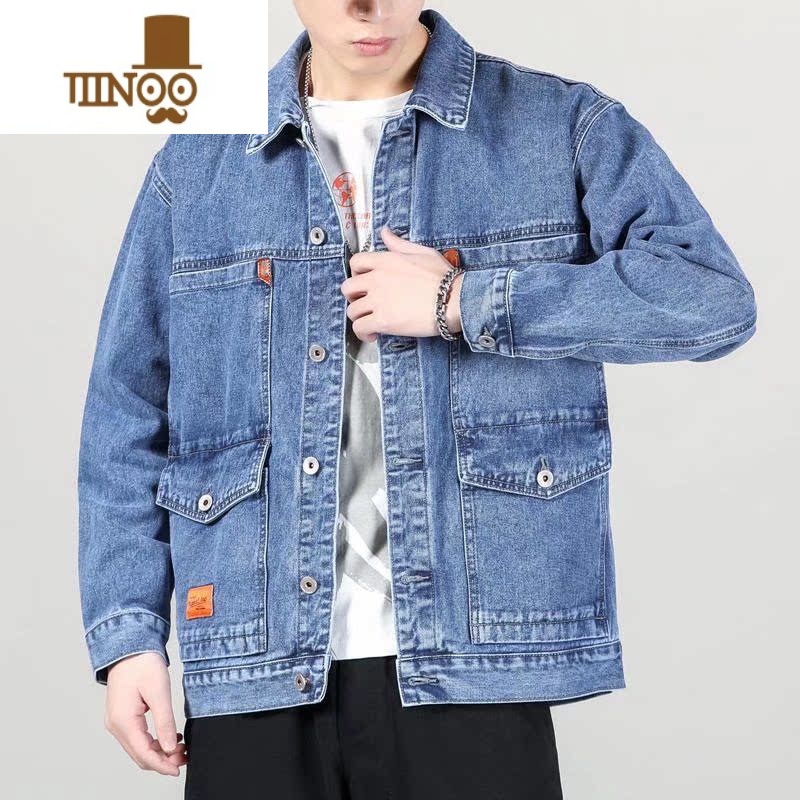 YANXU美式复古多口袋牛仔外套男潮牌宽松百搭夹克男士2023秋季新款上上高清大图