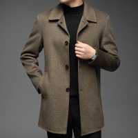 【免费试穿，无忧退换】秋冬新款羊毛呢大衣男显瘦大码羊绒风衣西装外套毛呢夹克呢子大衣品牌官方_7 180/96A(XL码） 6533棕绿