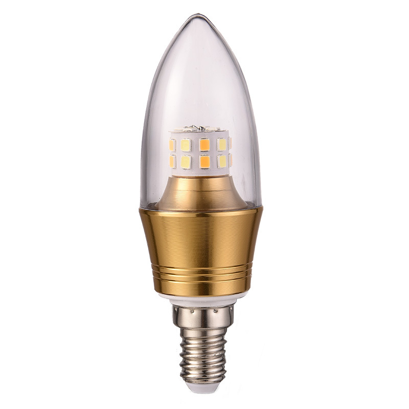 雷士照明e14螺口led灯泡吊灯光源家用超亮节能蜡烛灯金色尖泡