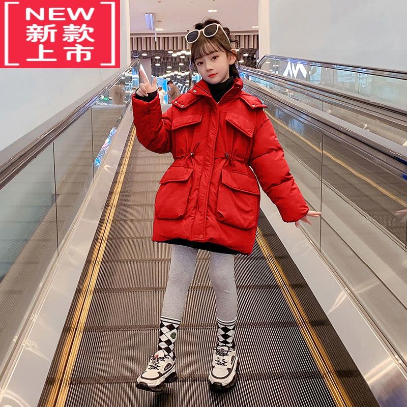 可莉允女童棉衣外套冬装2022新款儿童冬季加厚羽绒棉服大童克莱因蓝棉袄图片