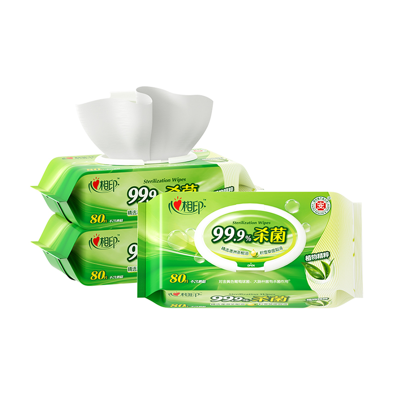心相印湿巾杀菌卫生系列带盖抽取 80抽装*3