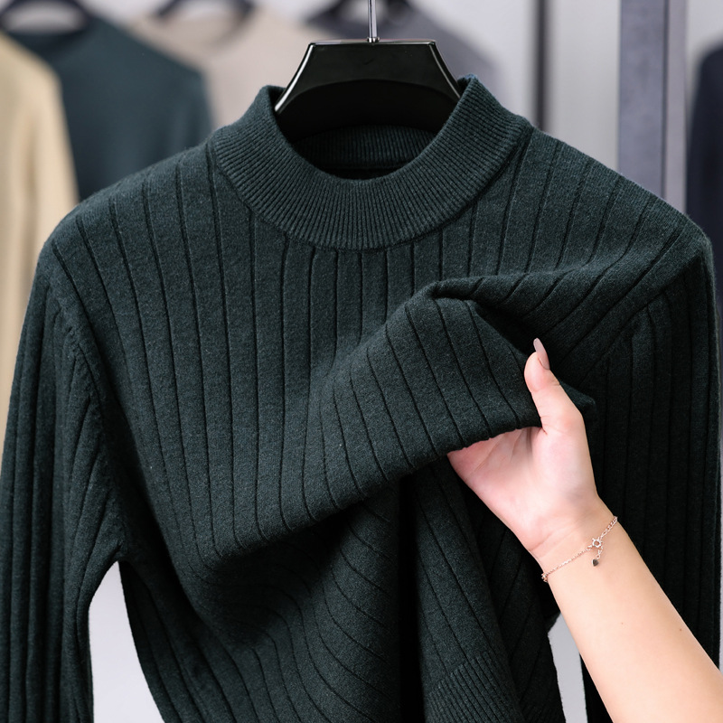 半高领提花男士毛衣2025秋冬新款舒适软糯保暖内搭针织衫男 岳绿 XXL