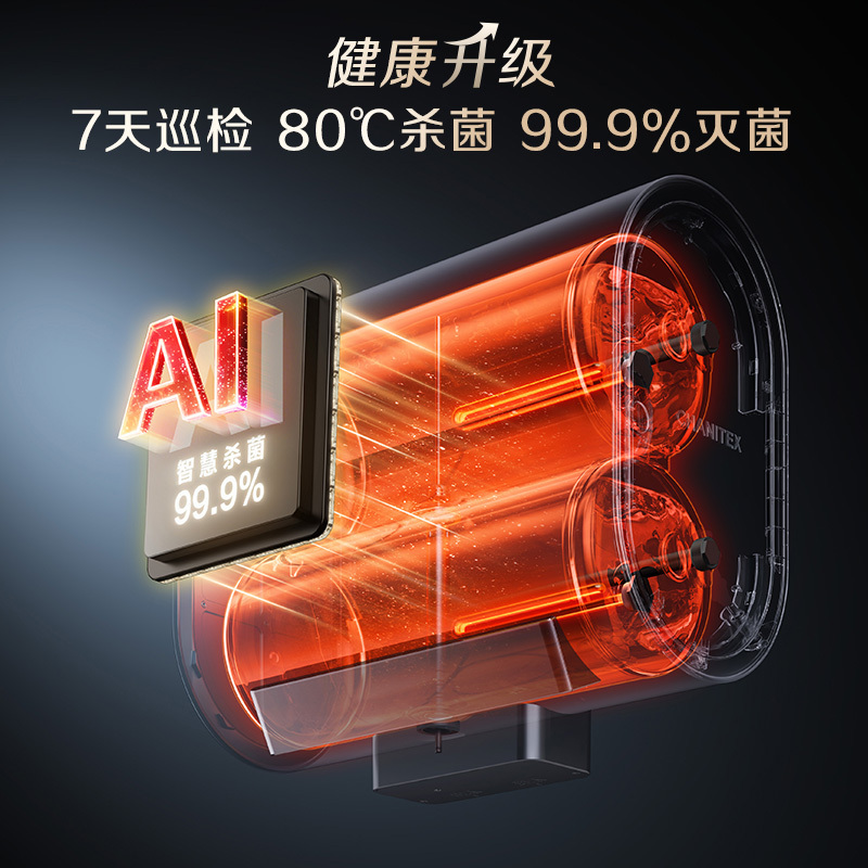 AO史密斯佳尼特 80升电热水器 纤薄双胆扁桶 金圭内胆 双棒双3kW速热 雪域白CTE-80HT5高清大图