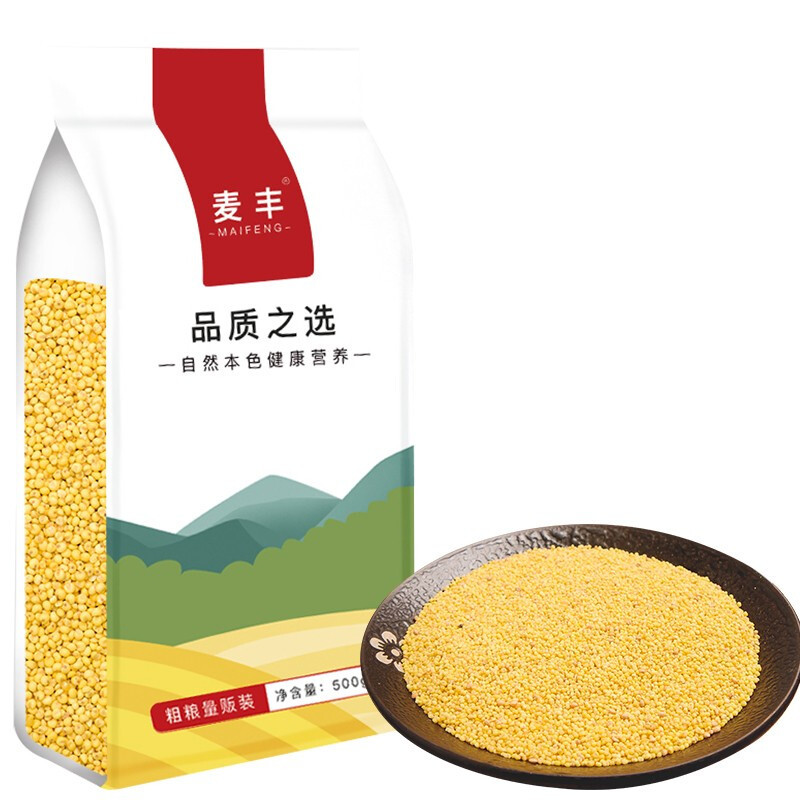 麦丰 黄小米500g/罐 五谷杂粮 米面粮油 粗粮 小米 国产食品 真空包装 大米粥米伴侣