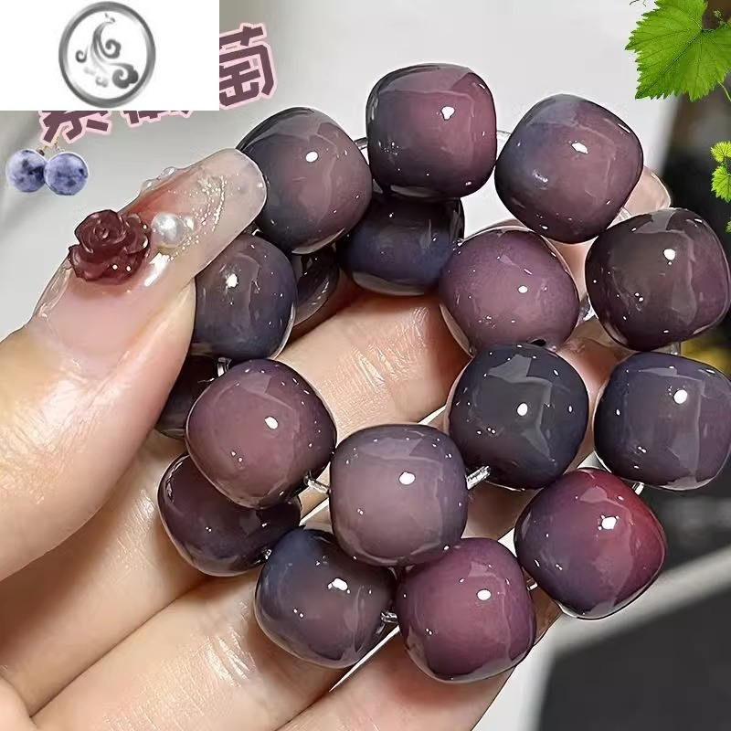 jimi紫葡萄菩提根学生盘玩手串女绕指柔白玉菩提子文玩佛珠手链男新品