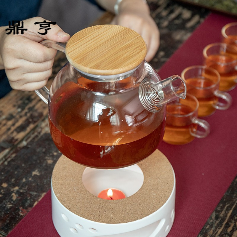 鼎亨日式耐热玻璃花茶具温茶器加厚煮茶壶加热花茶壶功夫茶杯套