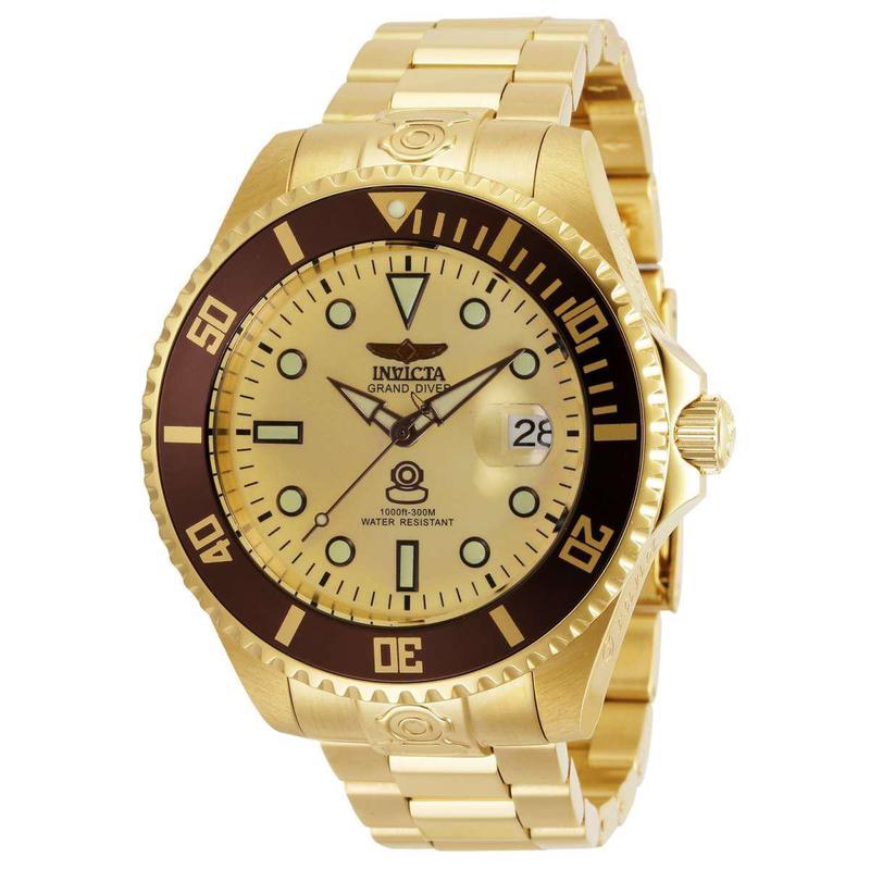 因维克塔invicta男士手表pro diver系列 金色表盘金色