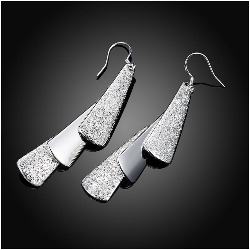 Women silver plated earring镀925纯银长款时尚大气耳环耳饰E015