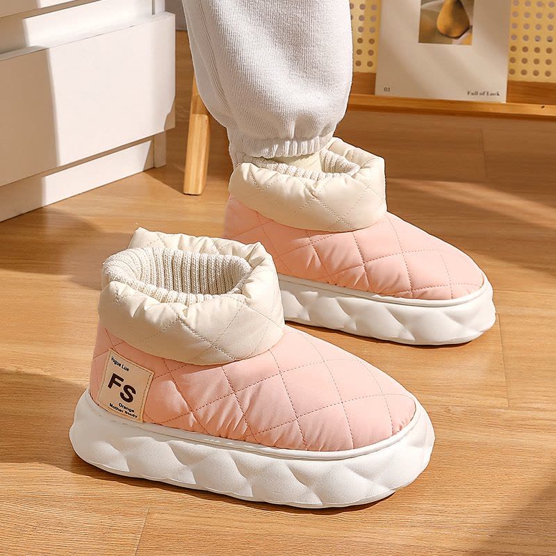 防水棉拖鞋女士冬季包跟2023新款室内家居情侣加绒保暖羽绒棉鞋男图片