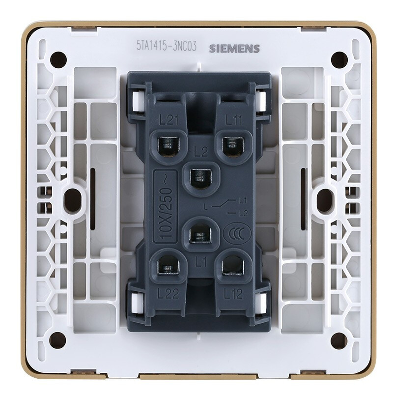 西门子（SIEMENS）开关插座面板 致典系列日耀金色开关插座 一开多控（中途开关）