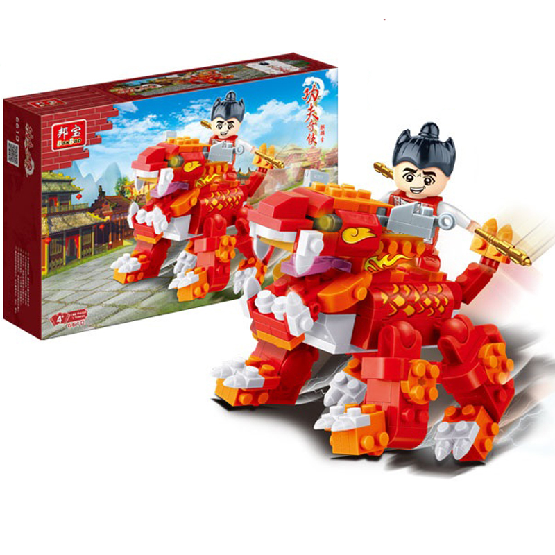 邦宝麒麟老虎动物拼装积木儿童小朋友乐高拼插益智6610