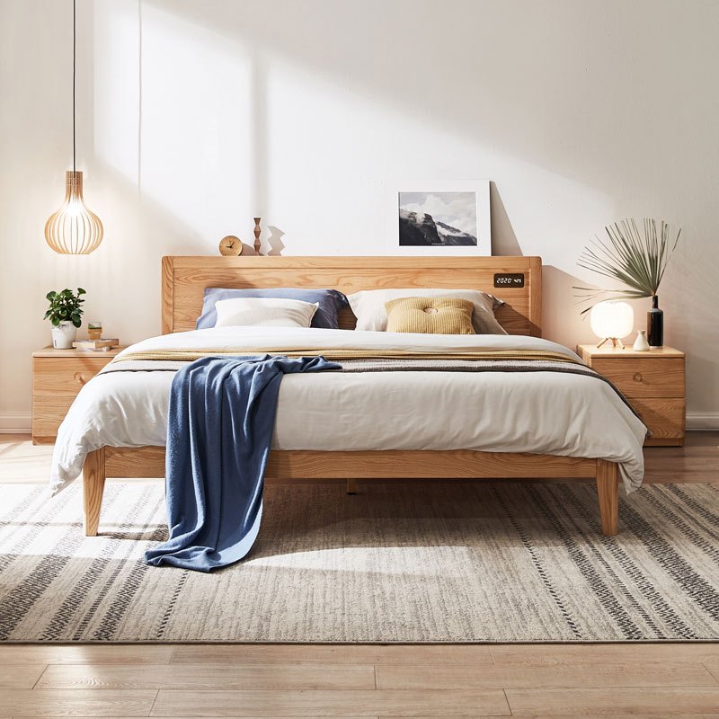 林氏家居北欧实木床15米简约橡木18双人大床原木主卧室家具cr8a