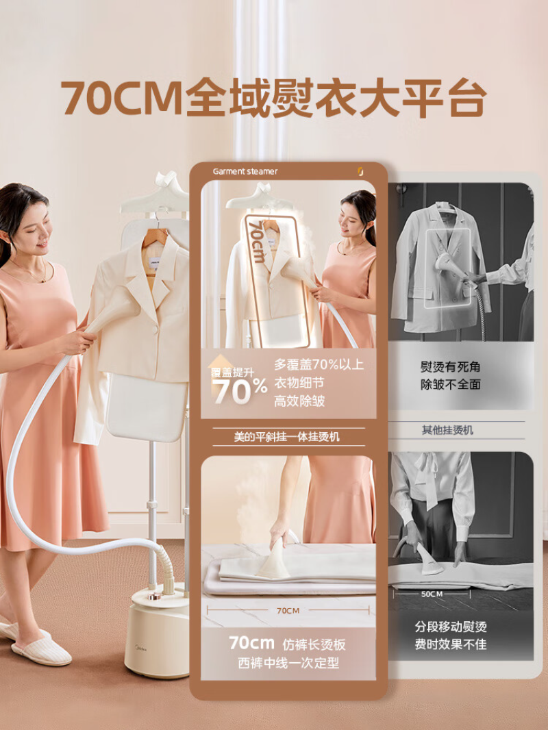 美的 Midea 家用挂式蒸汽加热小型立式挂烫机 YGD25A1高清大图