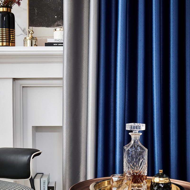 添福运 轻奢遮光窗帘北欧简约现代挂钩布拉格肌理窗帘打孔窗帘飘窗客厅帘子遮阳布拼色儿童房窗帘轻奢卧室挂钩纯色窗帘高清大图