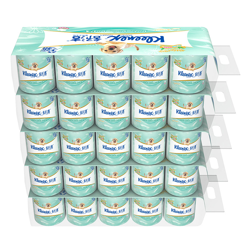 舒洁(Kleenex)绿茶洋甘菊印花卫生纸清香有芯3层10粒*5提卷纸厕纸50粒 家庭装高清大图