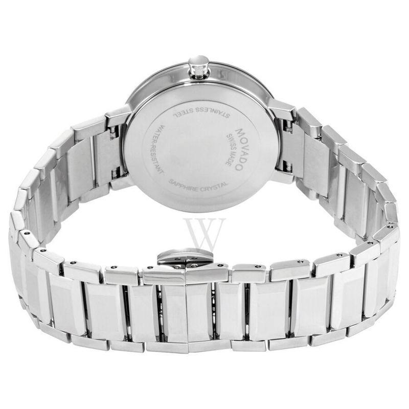 官方正品摩凡陀movado瑞士手表银色镶钻蓝宝石表盘石英钢带女表博物馆