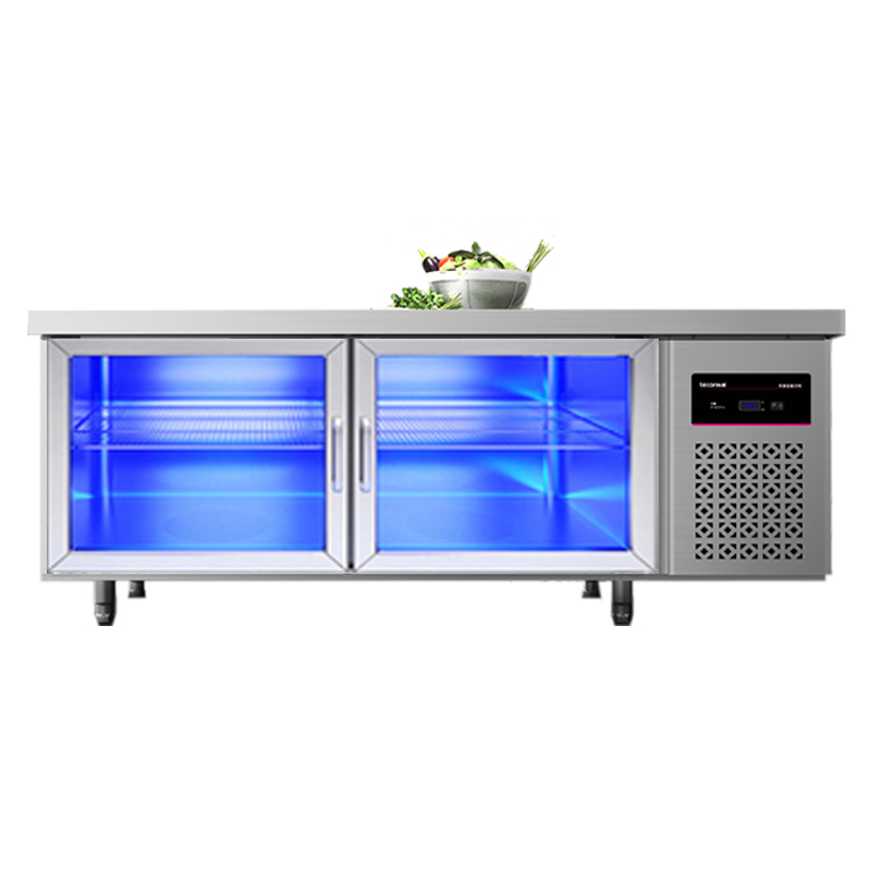 乐创(lecon) 冷藏(玻璃门)工作台乐创冷藏工作台厨房保鲜冷冻柜商用冰箱平冷冰柜水吧台奶茶店1.2*0.8*.08米