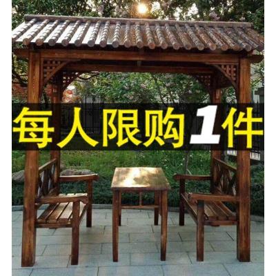 森美人六角凉亭户外庭院实木木屋别墅简易花园楼顶防腐木亭子古建休闲亭