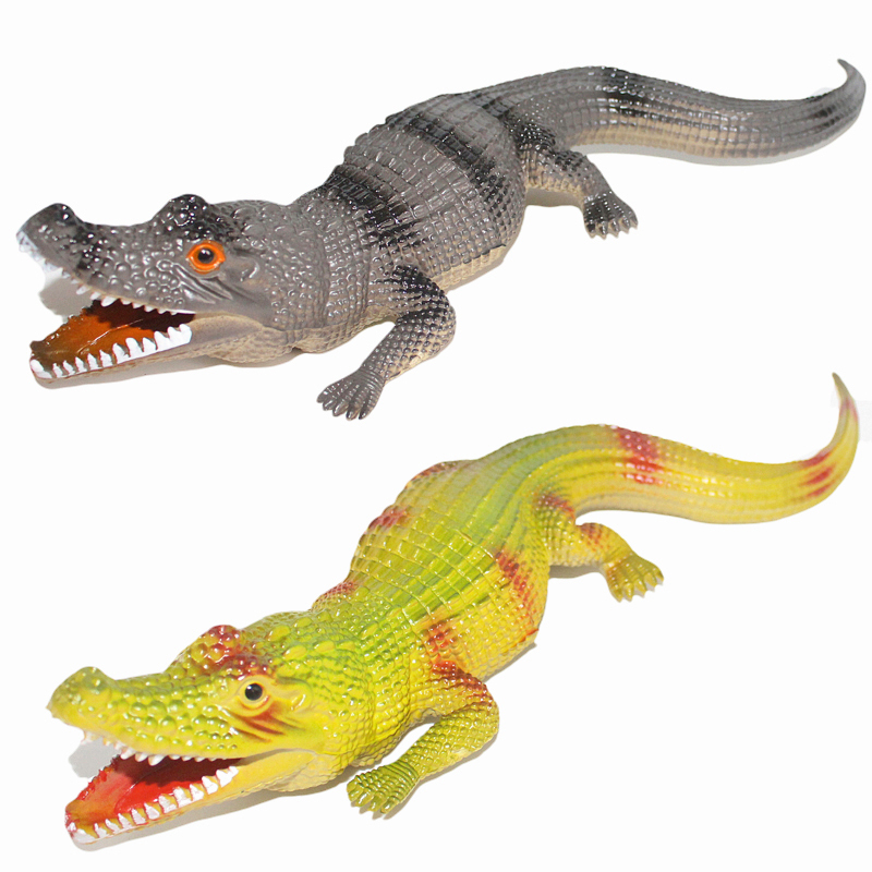 软胶真鳄鱼玩具大号海洋动物模型捏叫发声耐摔男孩玩具儿童礼物黄色
