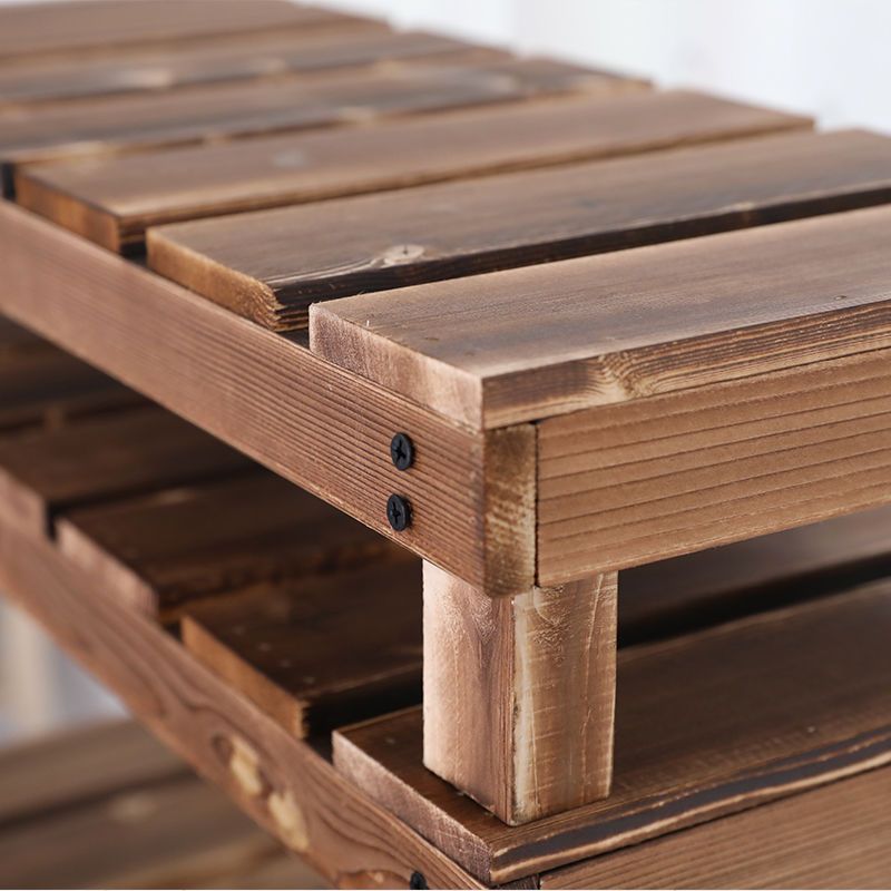 碳化防腐实木花架单层花几户外阳台阶梯脚踩凳多肉室内外多层特价