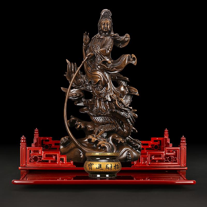 美帮汇骑龙观音佛像摆件供奉家用居家客厅海观世音菩萨套装高清大图