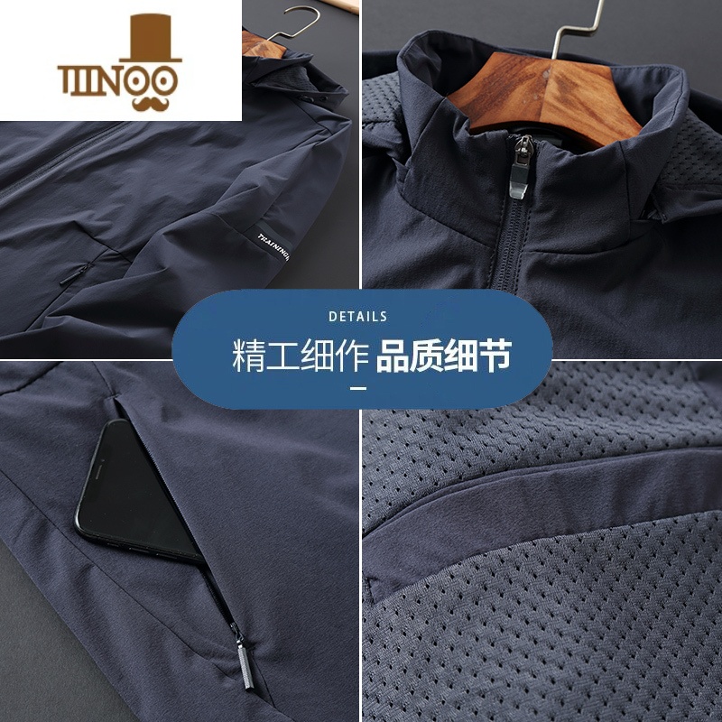 YANXU运动休闲薄款外套男加肥加大码胖子夏季冲锋衣爸爸风衣夹克高清大图