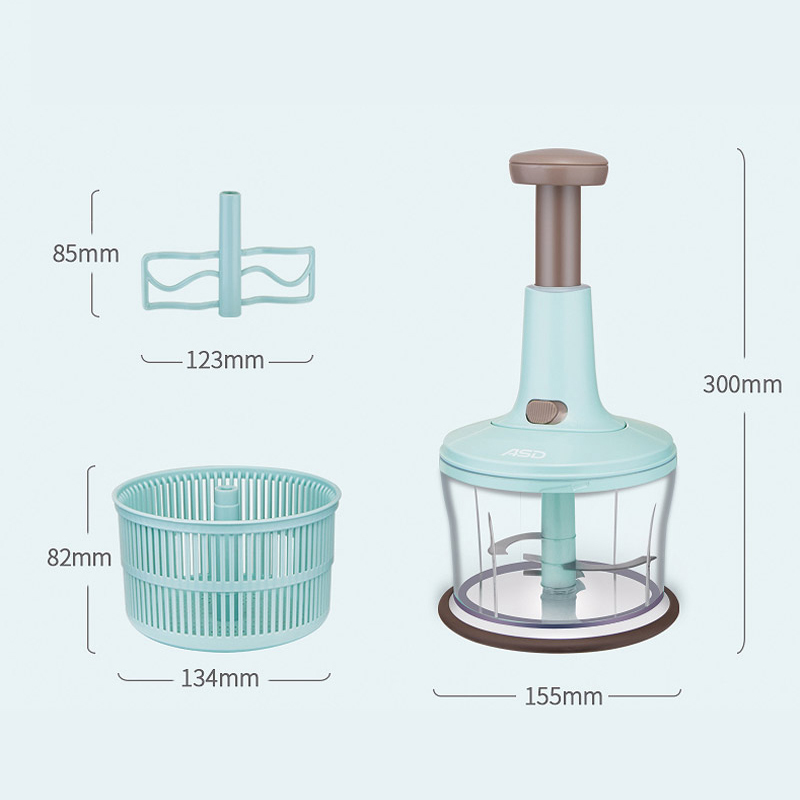 爱仕达多功能料理器拉蒜器家庭手动剥蒜压蒜神器饺子馅绞肉机蒜蓉姜末辣椒面机 RGS08B4WG