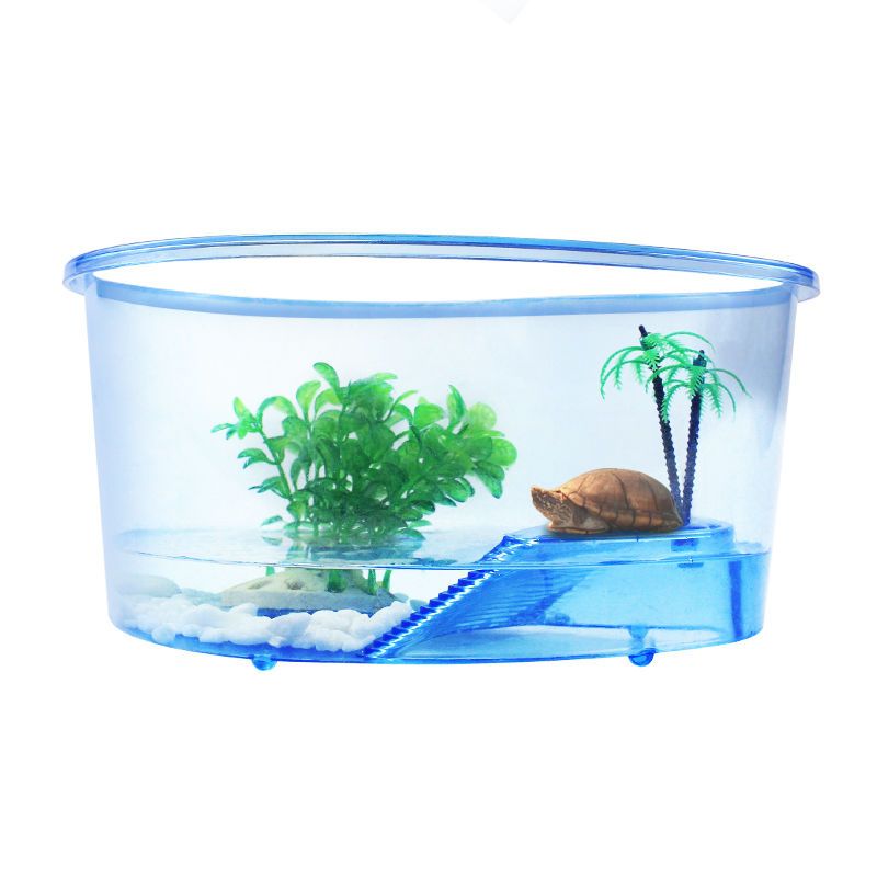 乌龟缸带晒台宠物养龟的专用缸鱼缸养乌龟别墅水陆缸乌龟盆饲养箱中号