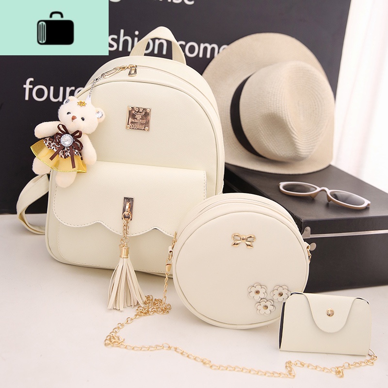 流苏双肩包女2020新款韩版少女士背包校园百搭学生书包休闲旅行包NEWLAKE高清大图