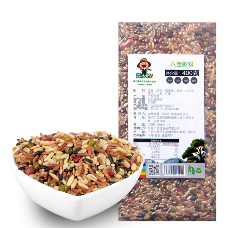 壹山傍水森林老爹八宝米400g*1袋含红豆燕麦黑米糙米薏仁杂粮粥米八宝粥腊八粥