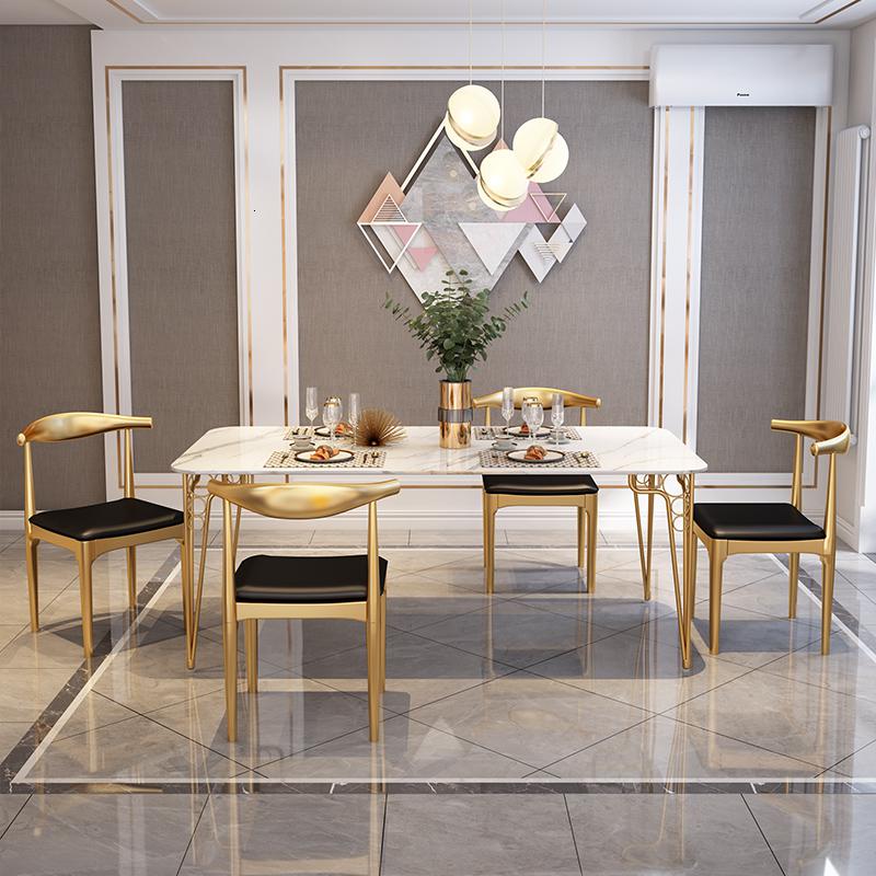 轻奢大理石餐桌长方形北欧现代简约网红极简餐椅子餐桌家用小户型高清大图