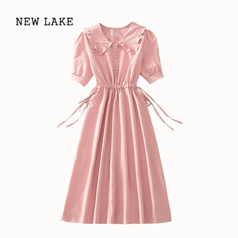 new lake2024早春新款学院风连衣裙女夏看甜美洋气减龄休闲中长款裙子