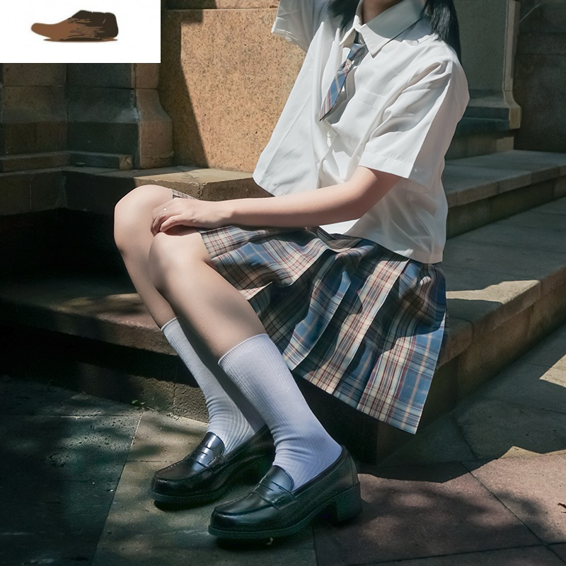 Ideamini]小皮鞋女jk鞋子学生低跟黑学院风制服鞋乐福鞋6502休闲鞋