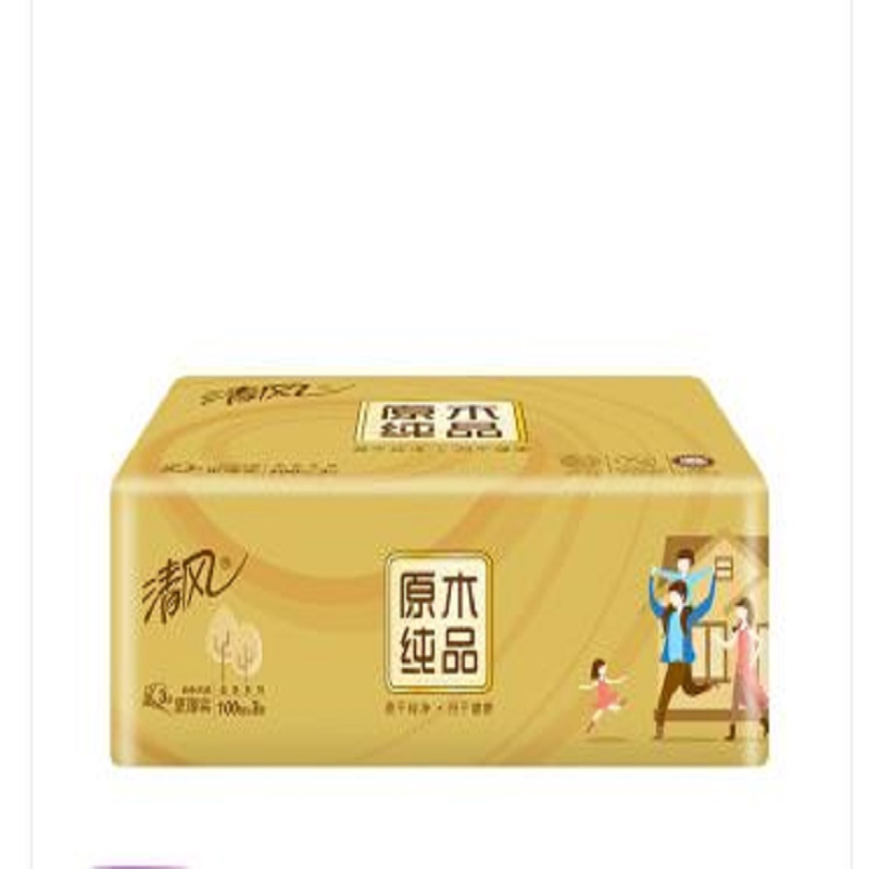 清风 抽纸 原木纯品3层120抽18包小规格抽取式卫生纸巾餐巾纸擦手纸面巾纸家庭装
