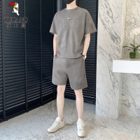 啄木鸟冰丝运动套装男士短袖t恤2025年夏季新款搭配休闲短裤一套
