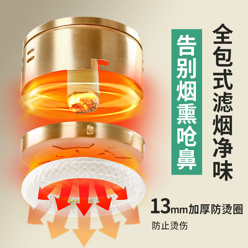 真艾堂 TC631-4 艾灸铜盒无烟包套装 【直针四联】高清大图