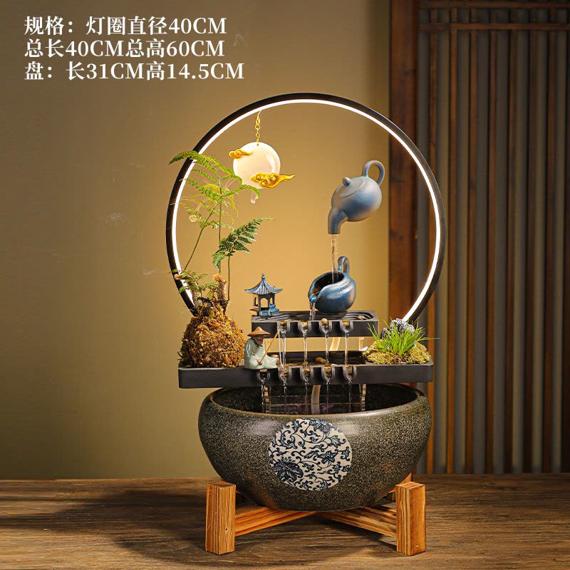 流水摆件循环水办公室客厅桌面景观鱼缸招财生财创意家居装饰礼品图片