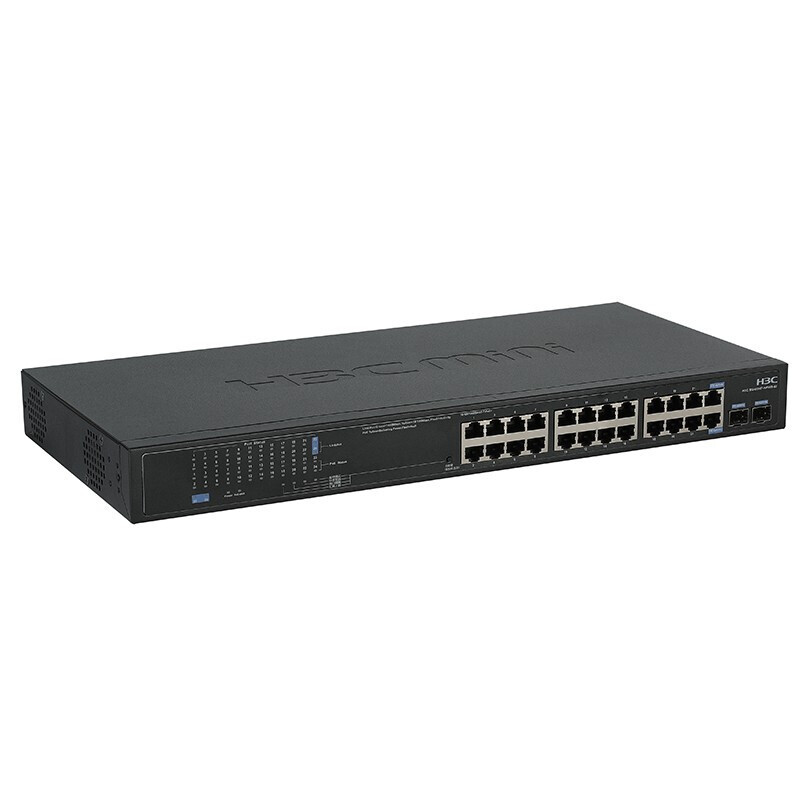新华三(H3C)MS4024P-PWR-EI 24口千兆电+2千兆光纤口非网管企业级网络安防监控POE交换机225W供电