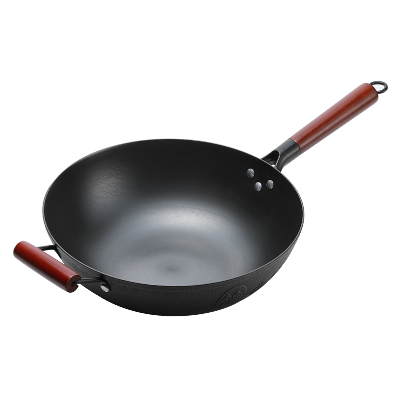 老式平底铸铁锅生铁无涂层传统铸铁家用炒菜炒锅电磁炉煤气灶专用