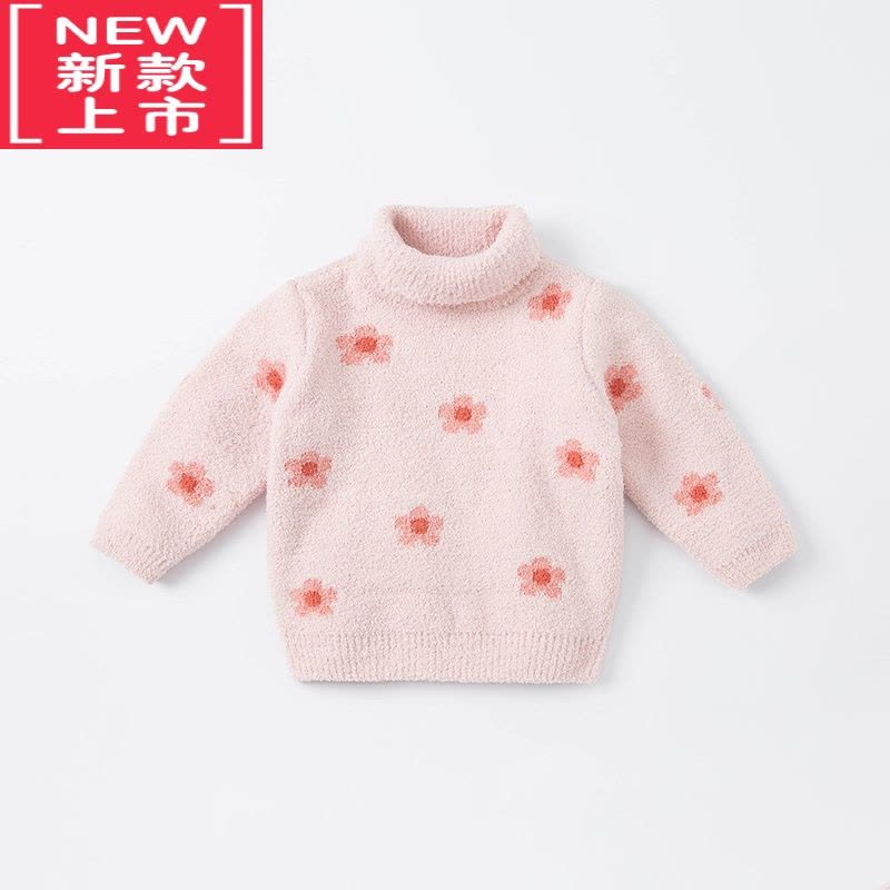 可莉允儿童毛衣女童冬装宝宝雪尼尔针织衫童装加厚打底高领图片