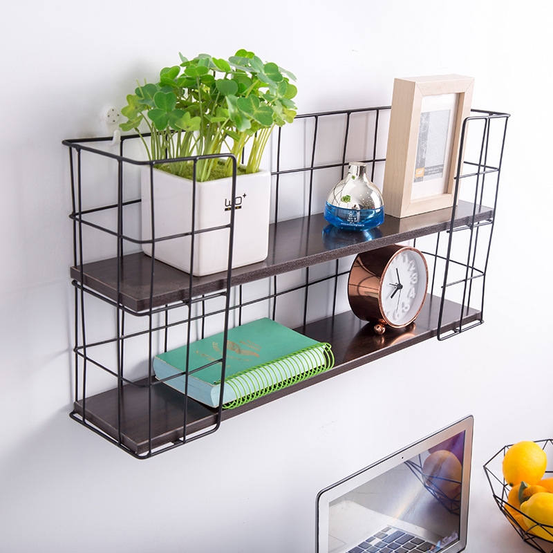 符象墙上置物架铁艺电视墙装饰小收纳桌面展示架创意学生宿舍简易架子