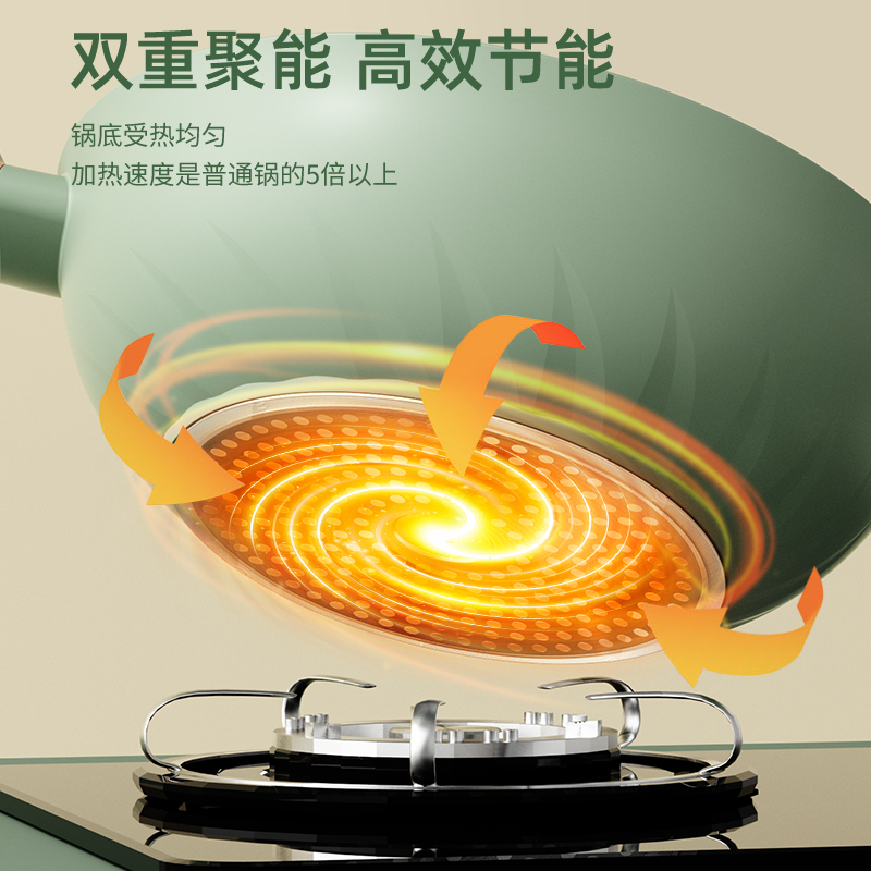 荣事达(Royalstar)微压炒锅不粘锅32cm麦饭石炒菜锅火山岩抗菌家用平底燃气灶电磁炉专用RA11222702