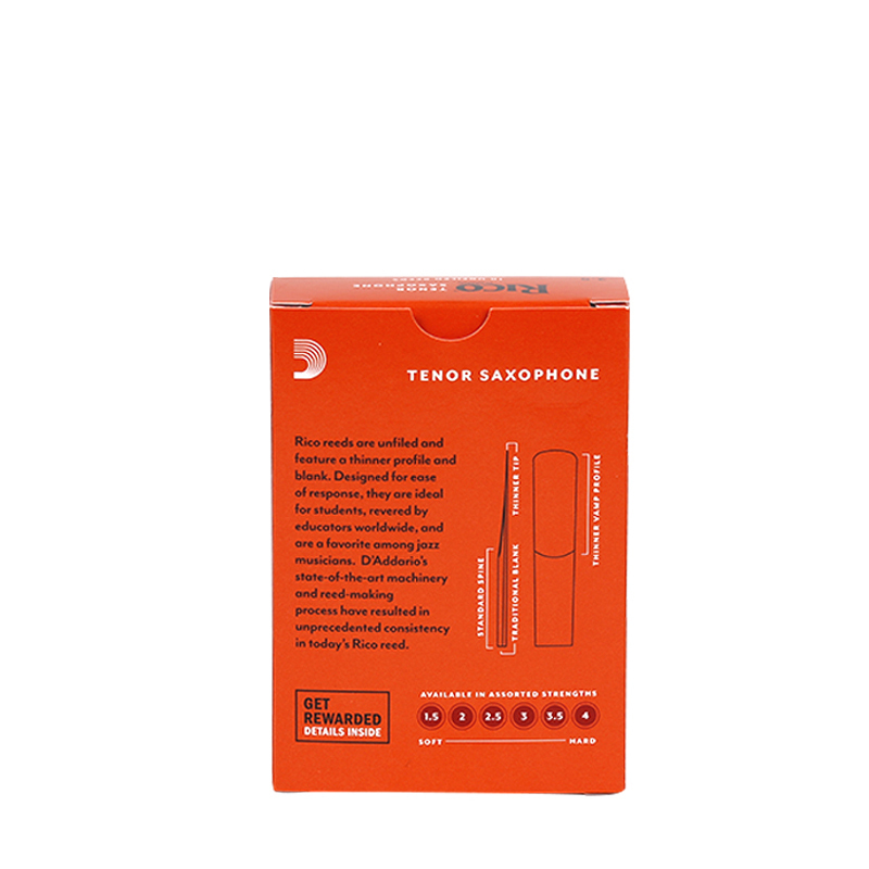 RICO 达达里奥 D’Addario RKA1025瑞扣黄盒次中音萨克斯哨片2.5号降B调Tenor 10片装美国进口