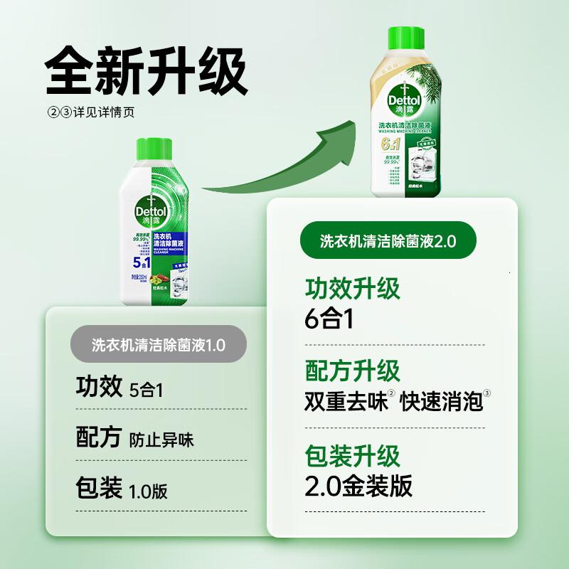 滴露(Dettol)洗衣机清洗剂250ml金装版松木滚筒波轮洗衣机清洁剂强力除垢杀菌高清大图