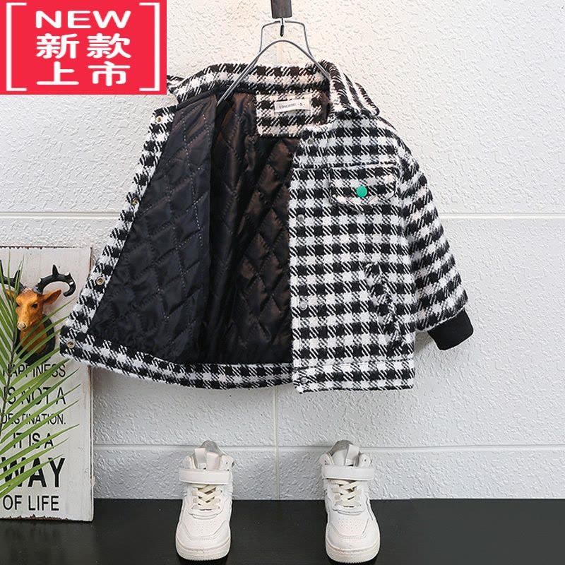 可莉允童装男童夹棉加厚外套2022新款宝宝男孩秋冬装帅气儿童毛呢棉服潮图片