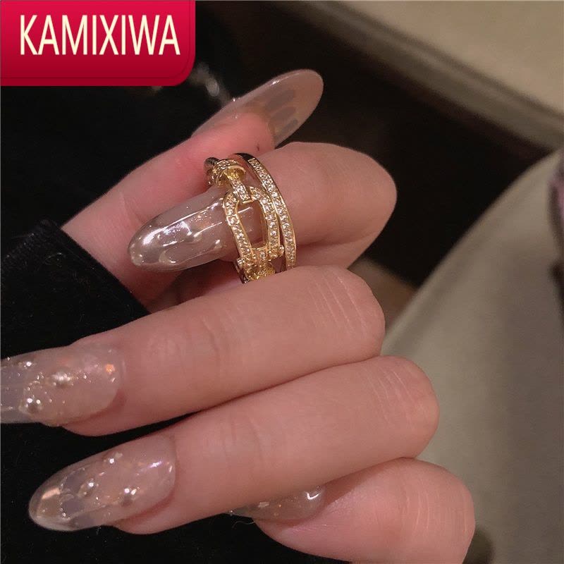 KAMIXIWA高级感轻奢戒指~镶钻打结韩国ins网红开口指环女气质冷淡风食指戒图片