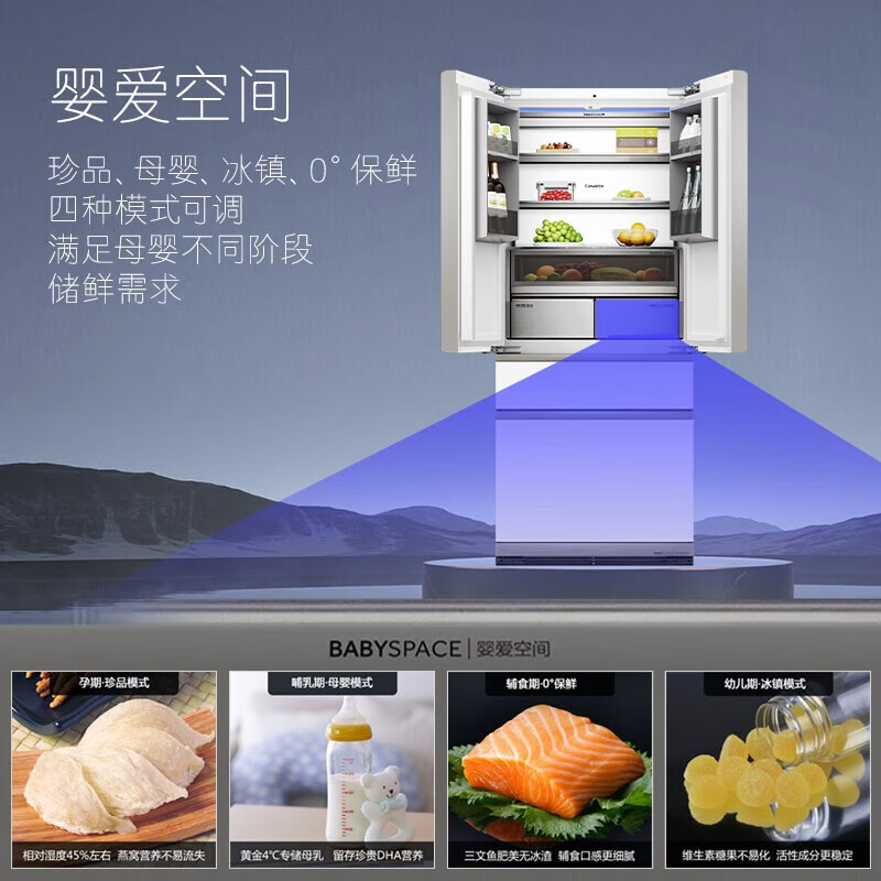 Casarte卡萨帝冰箱505升平嵌零嵌入式法式多门冰箱低氧窖藏自动制冰母婴超薄白色电冰箱505WGCFDM4WKU1高清大图
