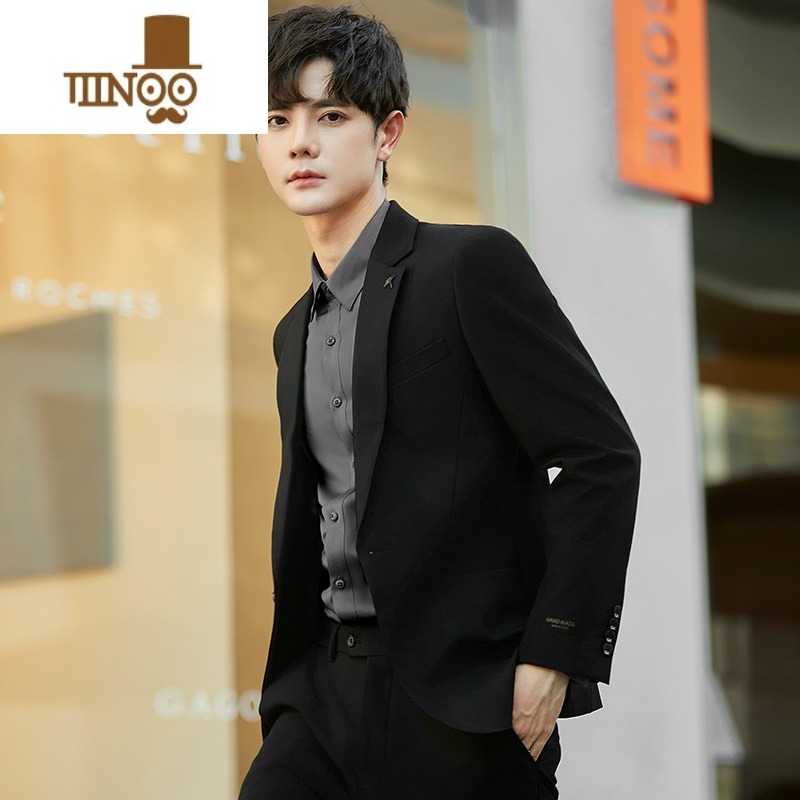 YANXU休闲小西装男外套韩版修身商务正装结婚西服套装感上衣高清大图