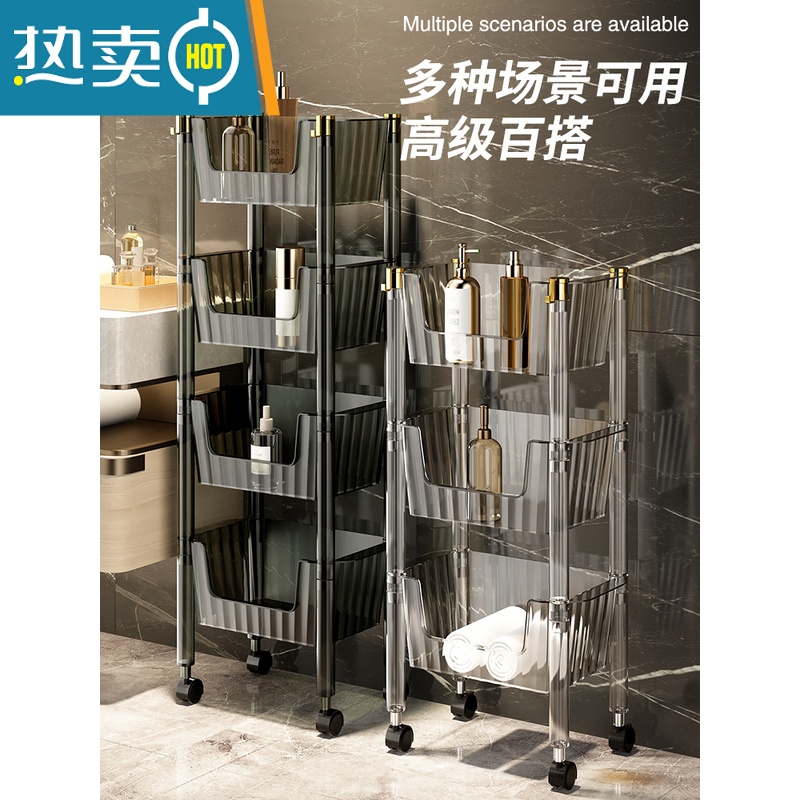 XIANCAI轻奢厨房置物架落地多层移动家用小推车零食蔬菜调料菜篮子收纳架高清大图