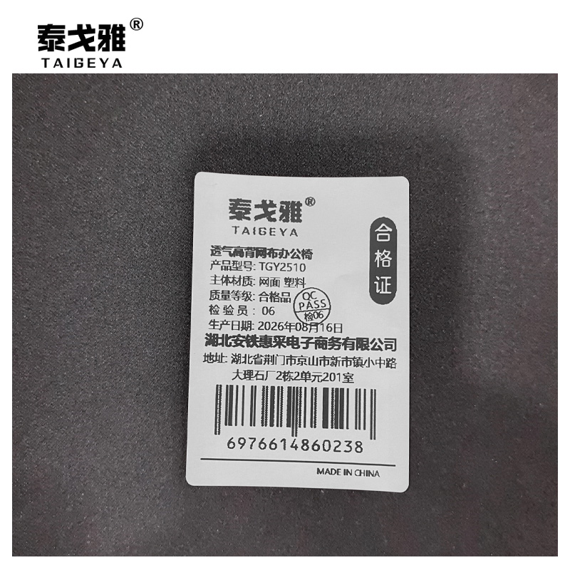 泰戈雅 透气高背网布办公椅 TGY2510 把高清大图